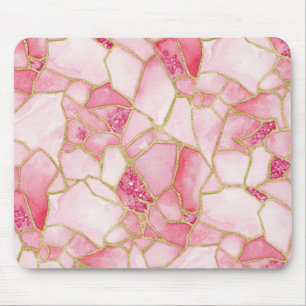 Tapis De Souris Motif mosaïque de verre de mer à l'aquarelle or ro