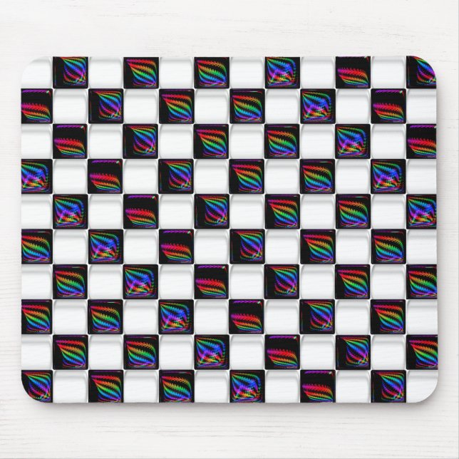 Tapis De Souris Motif multi de damier de lumières de techno de (Devant)
