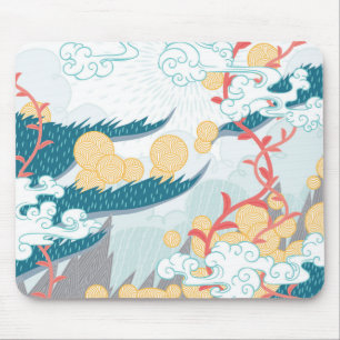Tapis De Souris Motif naturel d'inspiration asiatique