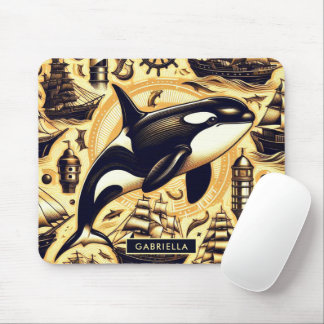 Tapis De Souris Motif Nautique Orca vintage
