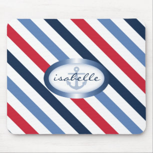 Tapis De Souris Motif nautique personnalisé Ancre et bande