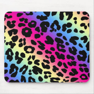 Tapis De Souris Motif Neon Rainbow Leopard Imprimer
