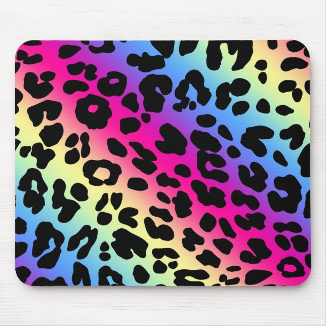 Tapis De Souris Motif Neon Rainbow Leopard Imprimer (Devant)