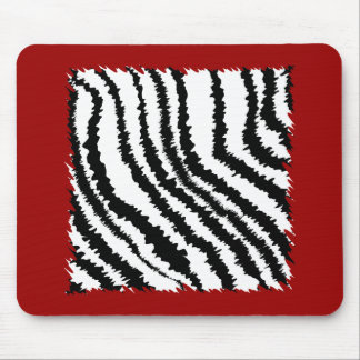 Tapis De Souris Motif noir d'impression de zèbre sur rouge-foncé.