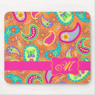 Tapis De Souris Motif Orange Moderne Paisley Whimsy