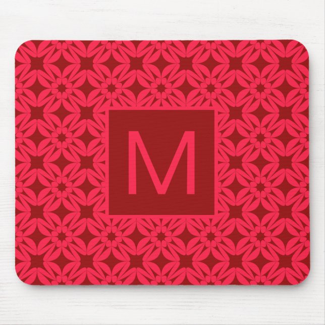 Tapis De Souris Motif Orné Rouge Clair Monogrammé (Devant)