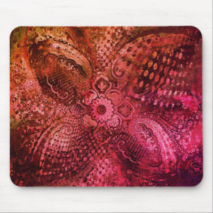 Tapis De Souris Motif Paisley Intriqué en Rouge Foncé