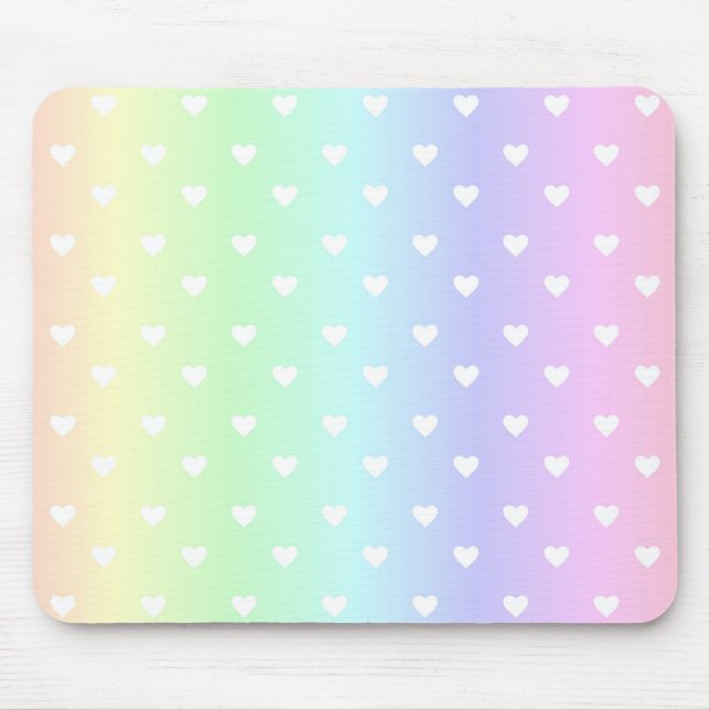 Tapis De Souris Motif Pastel Rainbow Ombre Hearts (Devant)