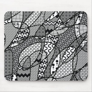 Tapis De Souris Motif Patchwork Noir & Blanc 05