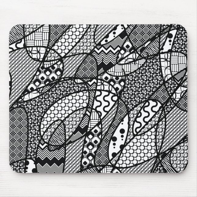 Tapis De Souris Motif Patchwork Noir & Blanc 05 (Devant)
