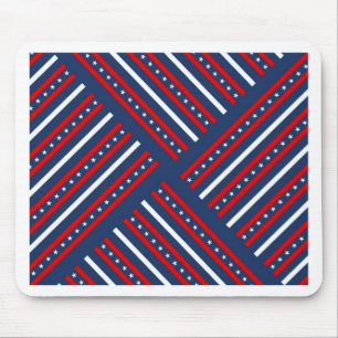 Tapis De Souris motif patriotique rouge blanc bleu étoiles