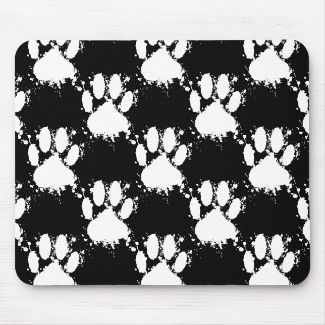 Tapis De Souris Motif Paw Chien Blanc Avec Paint Splatter (Devant)