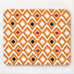 Tapis De Souris Motif personnalisé Orange Ikat Diamonds