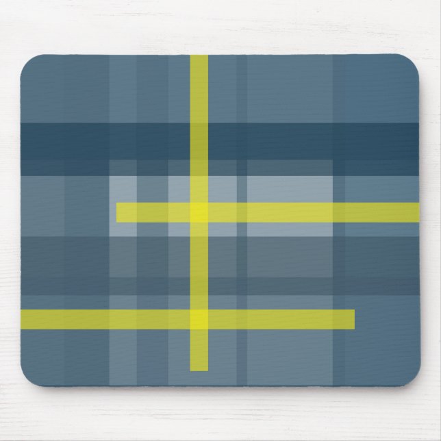 Tapis De Souris Motif plaid bleu et jaune (Devant)