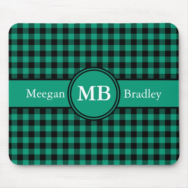 Tapis De Souris Motif plat vert Monogramme moderne (Devant)