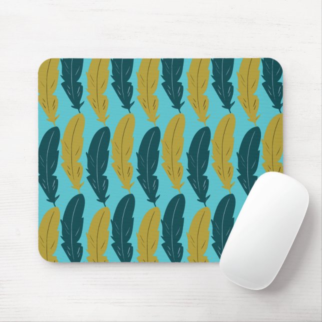 Tapis De Souris Motif Plumes bleues (Avec souris)