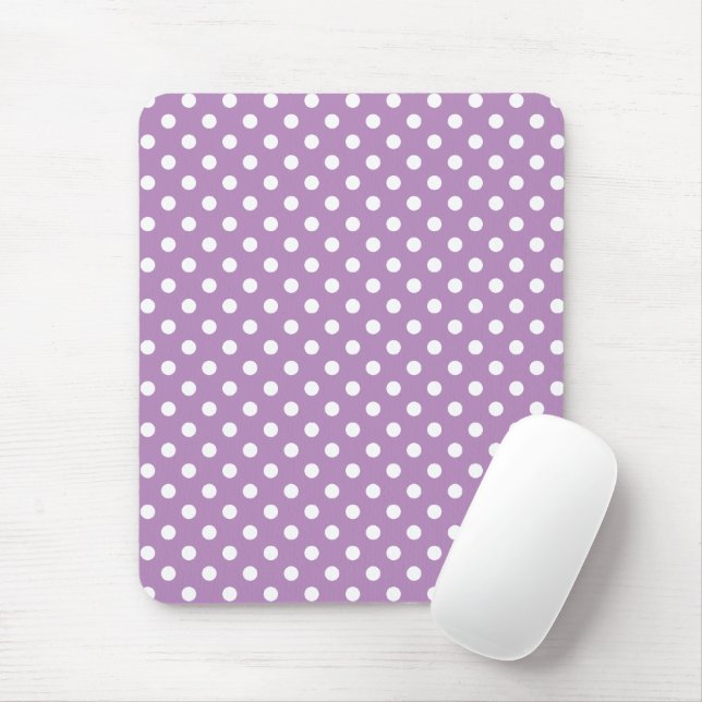 Tapis De Souris Motif Pois de lavande violet et blanc (Avec souris)