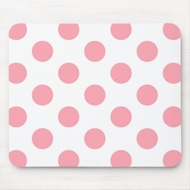 Tapis De Souris Motif Pois rose sur White Girly (Devant)
