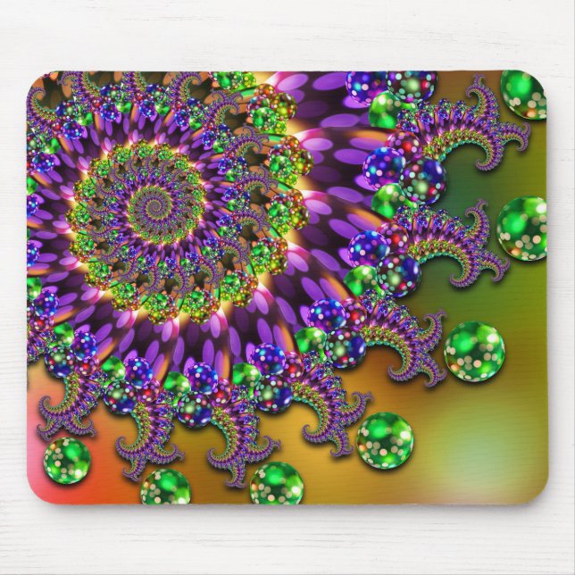 Tapis De Souris Motif pourpre et vert de fractale de Bokeh (Devant)