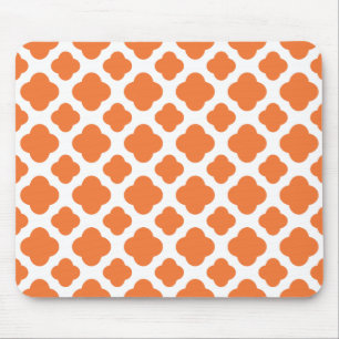 Tapis De Souris Motif Quatrefoil orange et blanc