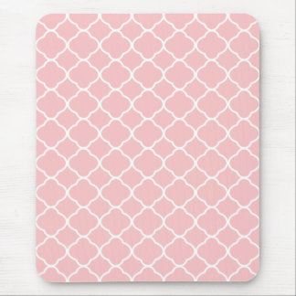Tapis De Souris Motif Quatrefoil rose et blanc