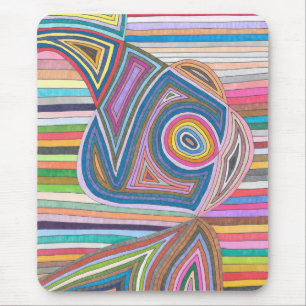 Tapis De Souris Motif rayé géométrique abstrait vibrant