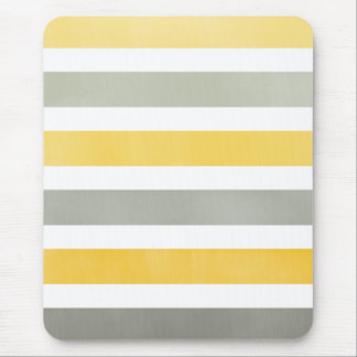 Tapis De Souris Motif rayé jaune et gris Mousepad
