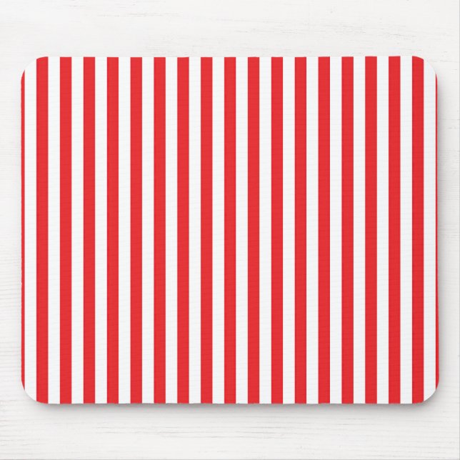 Tapis De Souris Motif rayures verticales rouges et blanches classi (Devant)