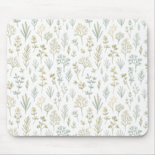 Tapis De Souris Motif Répétitif de Brins d'Herbes Micro Botaniques