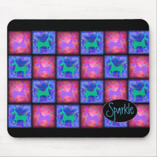 Tapis De Souris Motif Retro Neon Unicorn Checks