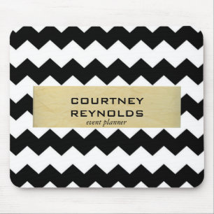 Tapis De Souris Motif rétro noir blanc et beige Chevron