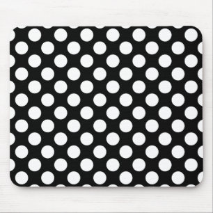 Tapis De Souris Motif rétro Polka noir et blanc