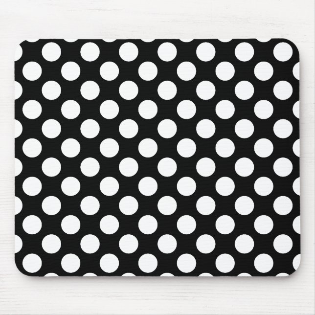 Tapis De Souris Motif rétro Polka noir et blanc (Devant)