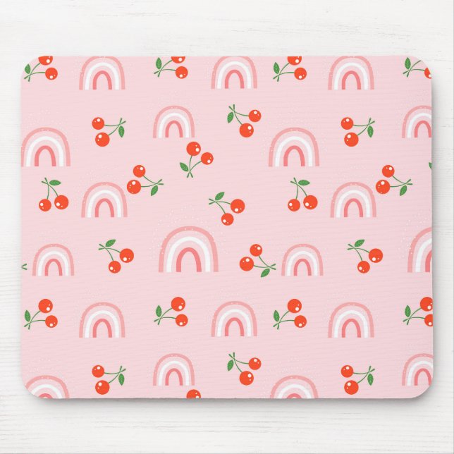 Tapis De Souris Motif rose arc-en-ciel cerise (Devant)