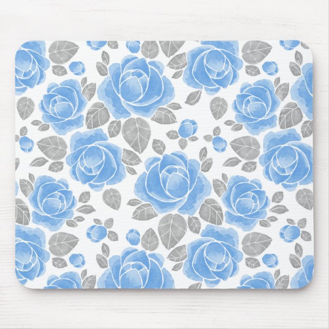 Tapis De Souris Motif rose bleu (Devant)