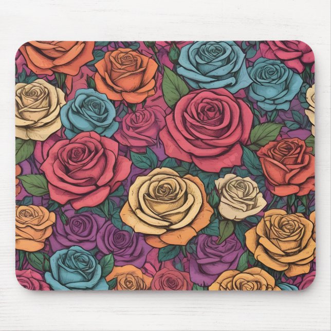 Tapis De Souris Motif rose coloré (Devant)