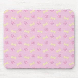 Tapis De Souris Motif rose d'os d'empreinte de patte