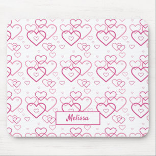 Tapis De Souris Motif rose En Formes De Coeur Avec Nom Personnalis