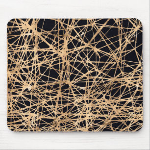 Tapis De Souris motif rose en or et en noir