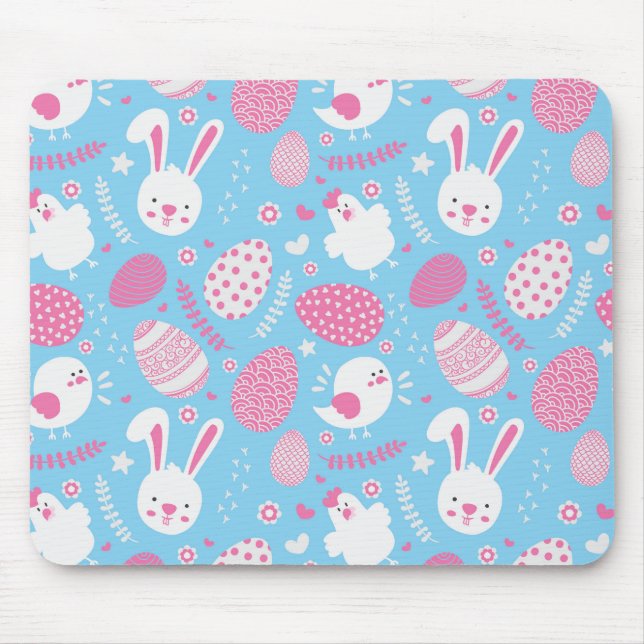 Tapis De Souris Motif rose et bleu simple | Mousepad de Pâques (Devant)