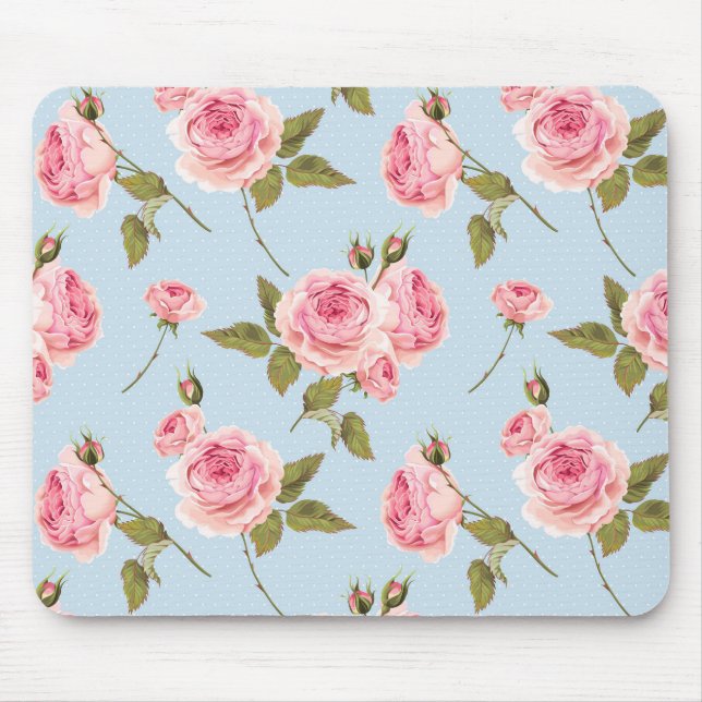 Tapis De Souris Motif rose et Pois (Devant)