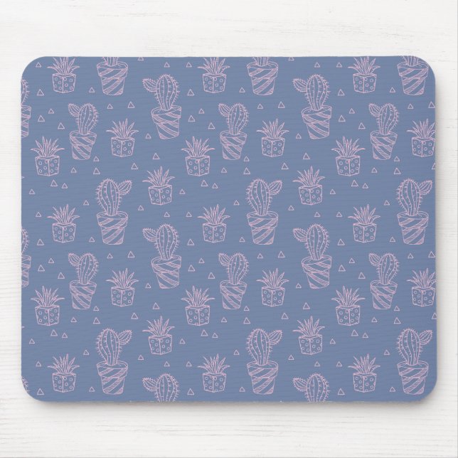 Tapis De Souris Motif rose et pourpre de cactus de bande dessinée (Devant)