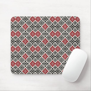 Tapis De Souris Motif rouge noir blanc géométrique folk