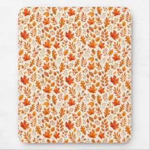 Tapis De Souris Motif sans couture de feuilles d'automne chaudes