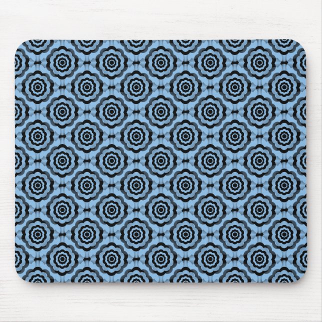 Tapis De Souris Motif sans couture de fleur noir bleu (Devant)