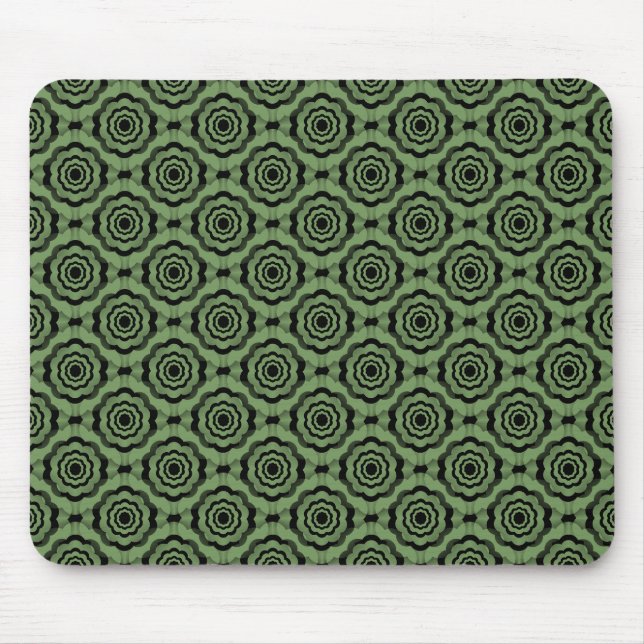 Tapis De Souris Motif sans couture de fleurs noir vert (Devant)