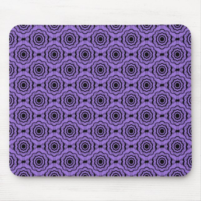 Tapis De Souris Motif sans couture de fleurs noir violet (Devant)