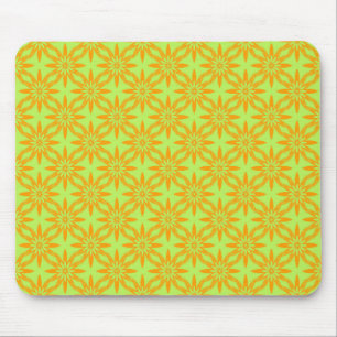 Tapis De Souris Motif sans couture de fleurs vertes orange