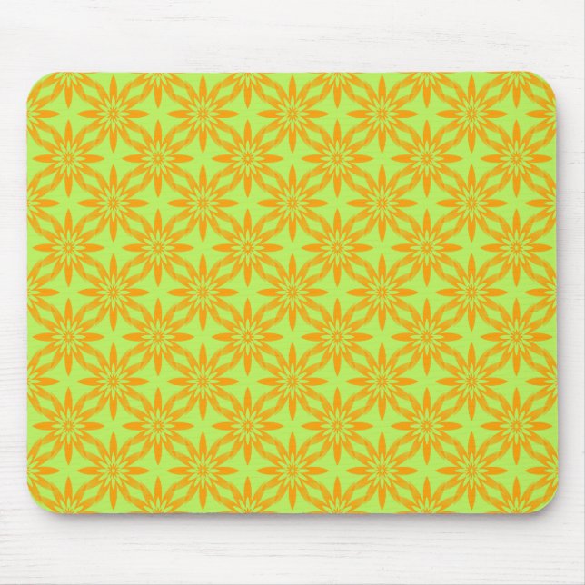 Tapis De Souris Motif sans couture de fleurs vertes orange (Devant)