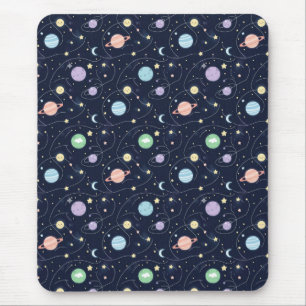 Tapis De Souris Motif sans couture de planètes du système solaire